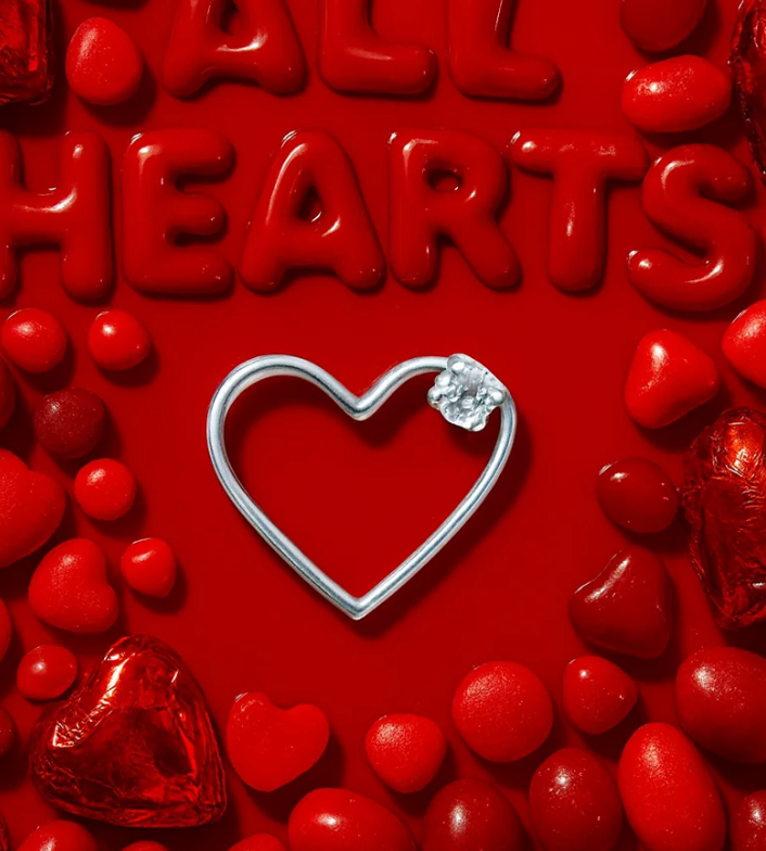 Heart Emoji Necklace - open heart silver pendant with lab-grown diamond